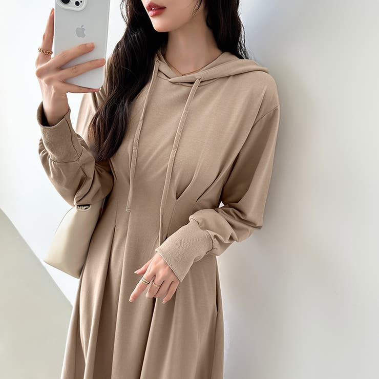 パーカーワンピース スウェットワンピース ウエストシェイプ | COCOMOMO | 詳細画像6 