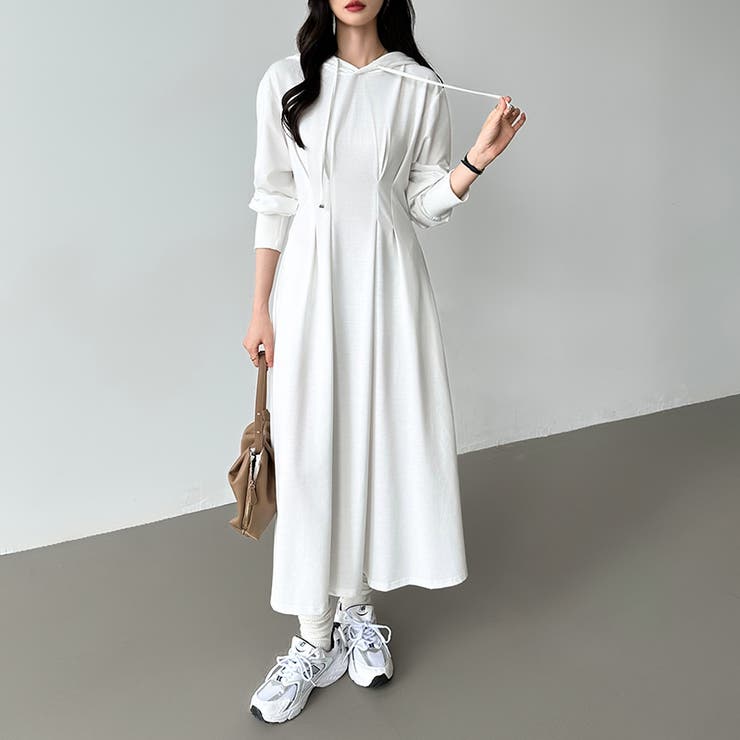 パーカーワンピース スウェットワンピース ウエストシェイプ | COCOMOMO | 詳細画像12 