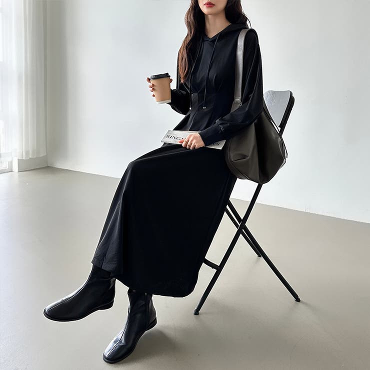 パーカーワンピース スウェットワンピース ウエストシェイプ | COCOMOMO | 詳細画像19 