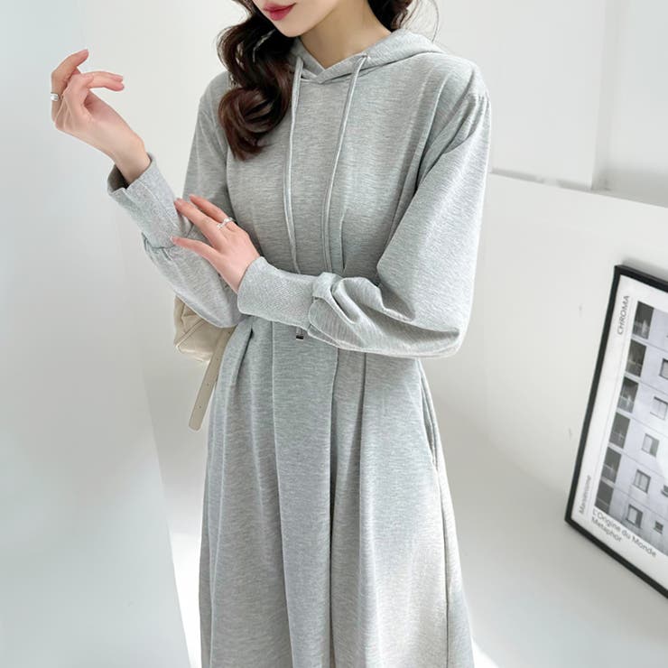 パーカーワンピース スウェットワンピース ウエストシェイプ | COCOMOMO | 詳細画像8 