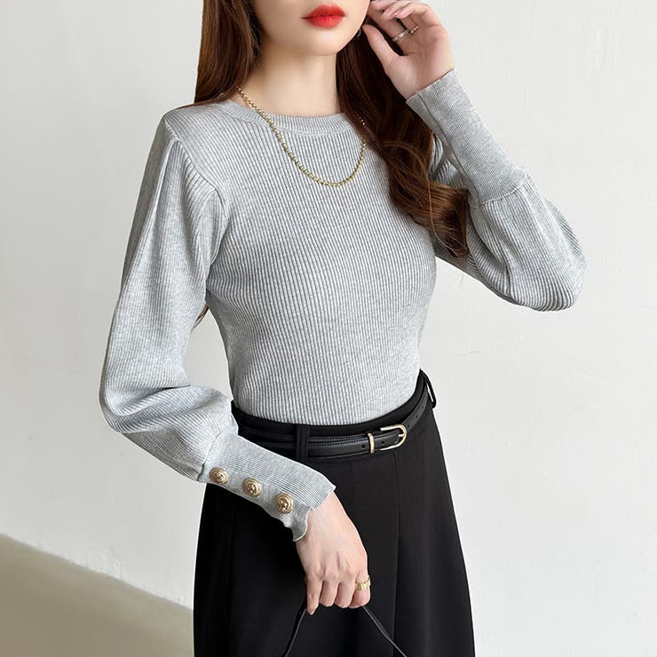 新色登場！大人きれいめニット 金ボタンパフスリーブニット パワショル | COCOMOMO | 詳細画像56 