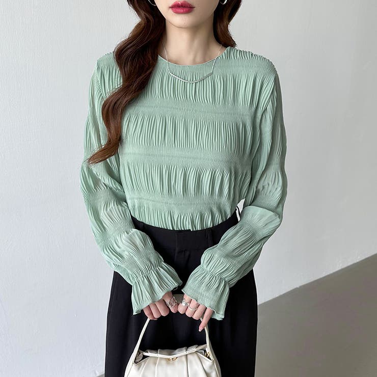 【2026SS新色登場】薄手風コーデが楽しめる シャーリングブラウス シアーブラ… | COCOMOMO | 詳細画像51 