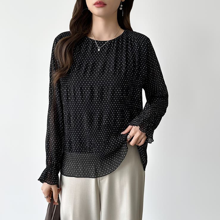 【2026SS新色登場】薄手風コーデが楽しめる シャーリングブラウス シアーブラ… | COCOMOMO | 詳細画像64 