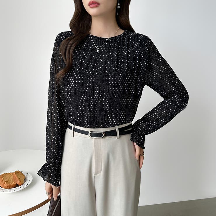 【2026SS新色登場】薄手風コーデが楽しめる シャーリングブラウス シアーブラ… | COCOMOMO | 詳細画像70 