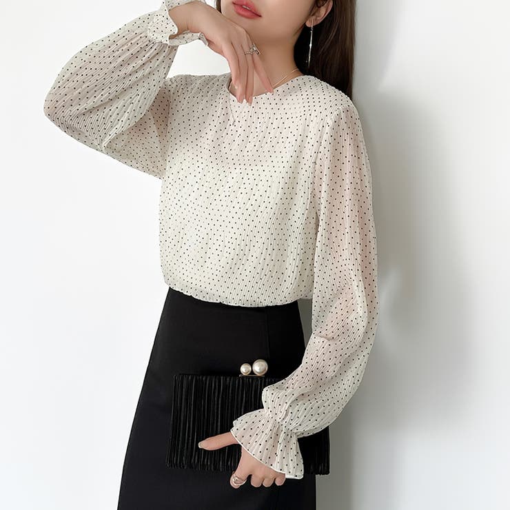 【2026SS新色登場】薄手風コーデが楽しめる シャーリングブラウス シアーブラ… | COCOMOMO | 詳細画像77 