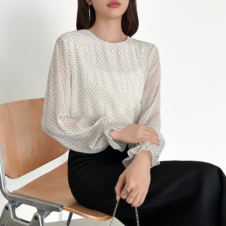 【2026SS新色登場】薄手風コーデが楽しめる シャーリングブラウス シアーブラ… | COCOMOMO | 詳細画像80 