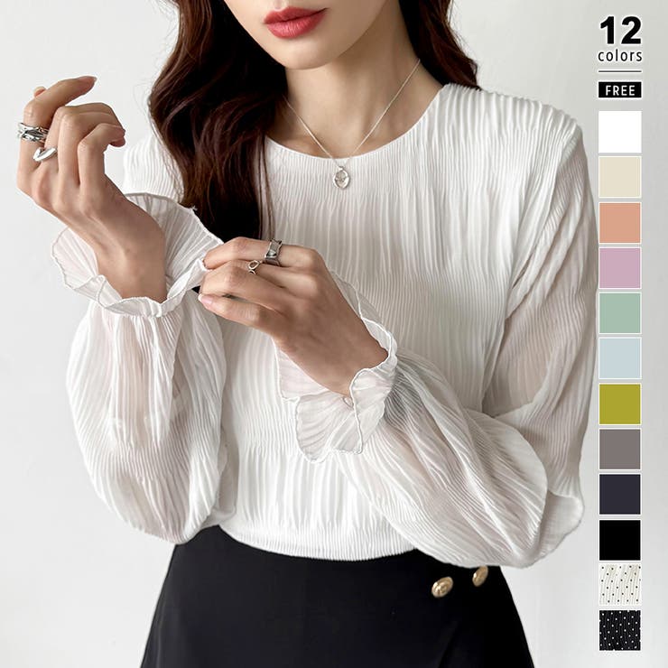 ホワイト | 【2026SS新色登場】薄手風コーデが楽しめる シャーリングブラウス シアーブラ… | COCOMOMO