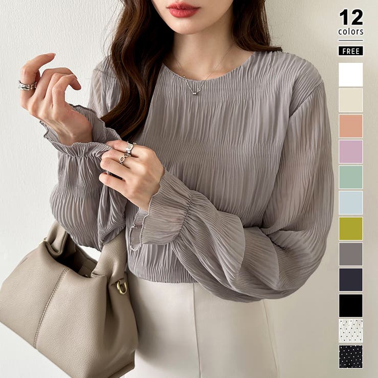 グレー | 【2026SS新色登場】薄手風コーデが楽しめる シャーリングブラウス シアーブラ… | COCOMOMO