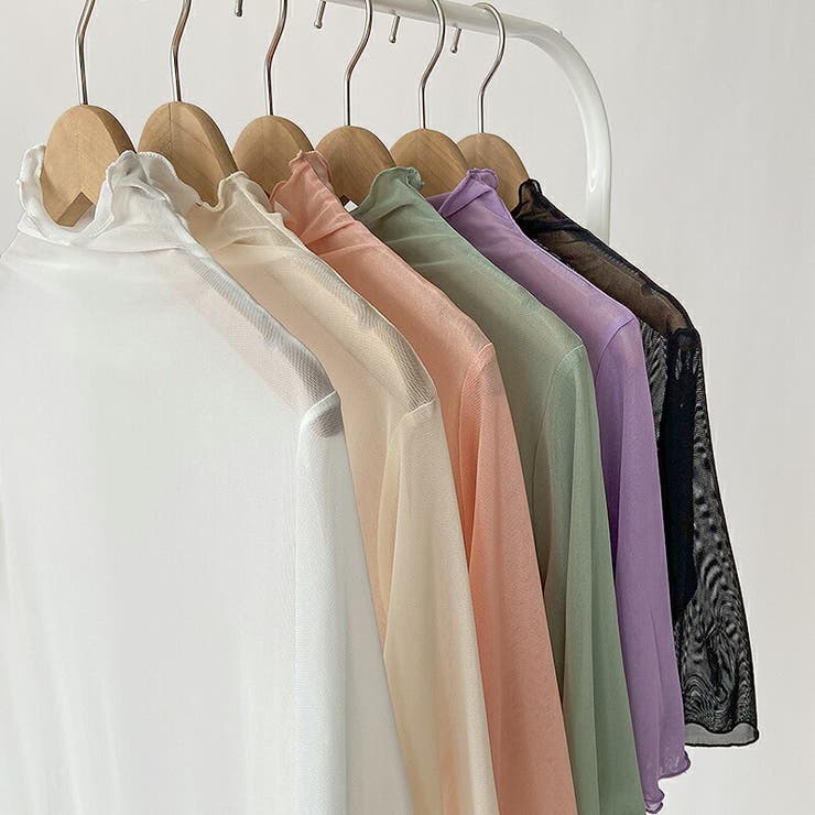 シアートップス 五分袖 フリルハイネック | COCOMOMO | 詳細画像25 