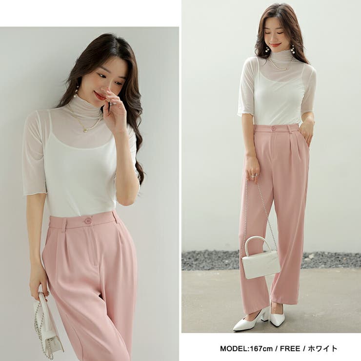 シアートップス 五分袖 フリルハイネック | COCOMOMO | 詳細画像2 