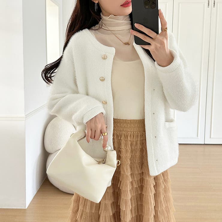 シアートップス 五分袖 フリルハイネック | COCOMOMO | 詳細画像22 