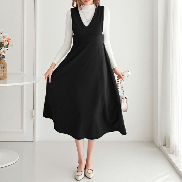 ジャンパースカート vネック ワンピース | COCOMOMO | 詳細画像13 