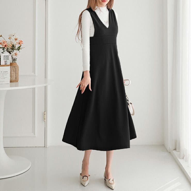 ジャンパースカート vネック ワンピース | COCOMOMO | 詳細画像14 