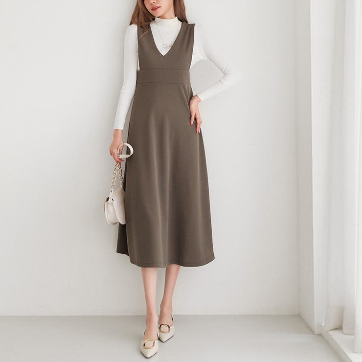 ジャンパースカート vネック ワンピース | COCOMOMO | 詳細画像3 