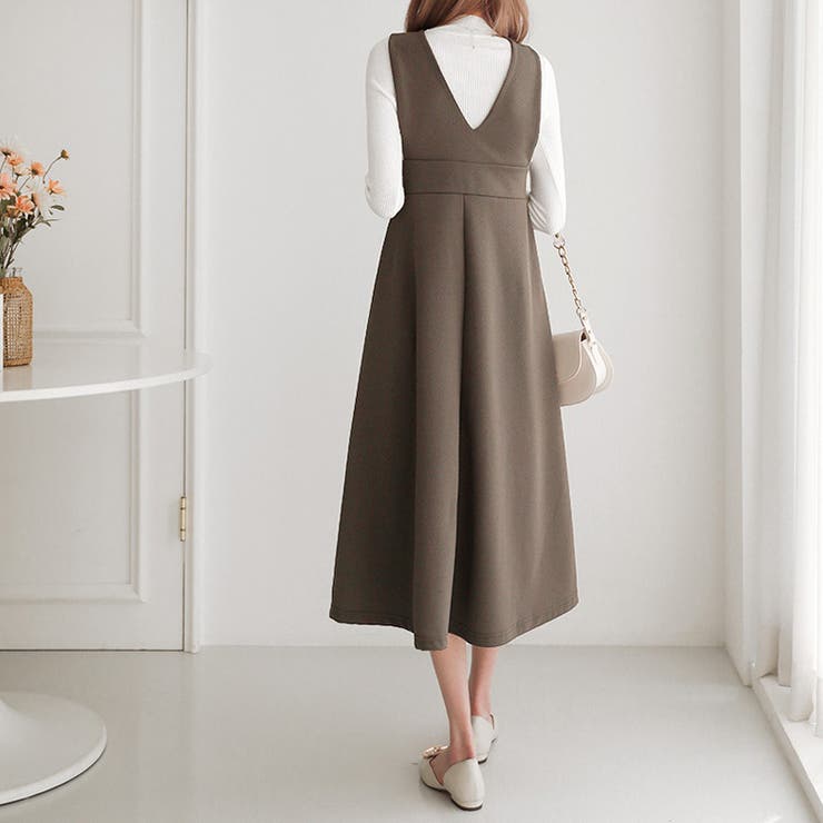 ジャンパースカート vネック ワンピース | COCOMOMO | 詳細画像4 