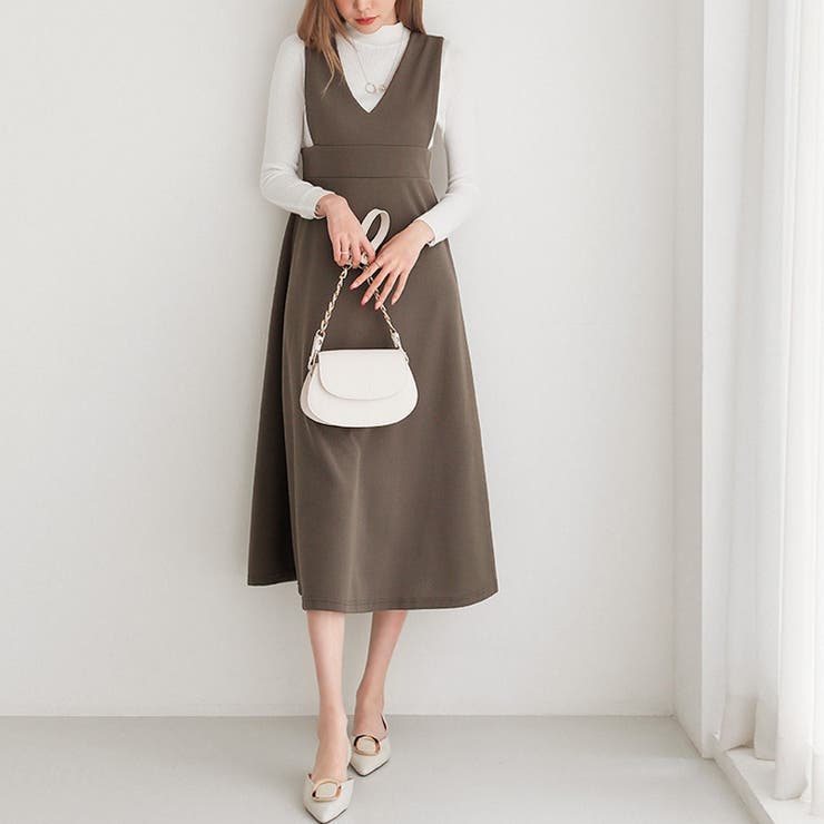 ジャンパースカート vネック ワンピース | COCOMOMO | 詳細画像6 