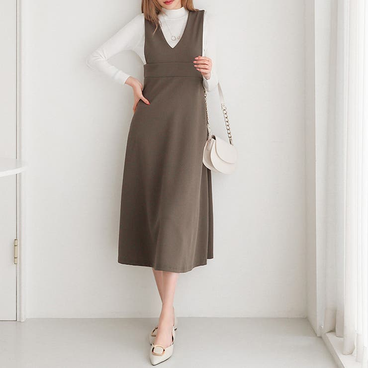 ジャンパースカート vネック ワンピース | COCOMOMO | 詳細画像8 