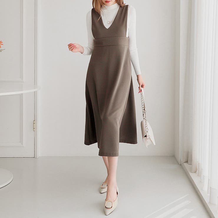 ジャンパースカート vネック ワンピース | COCOMOMO | 詳細画像10 