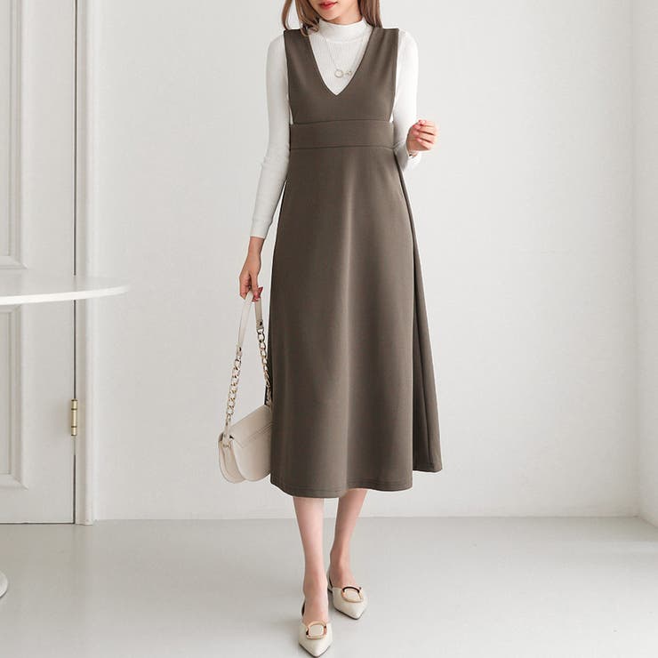 ジャンパースカート vネック ワンピース | COCOMOMO | 詳細画像11 