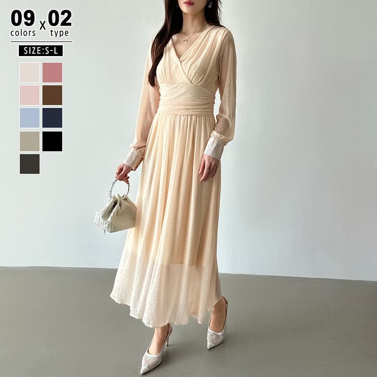 ベージュ | 【新色登場！】 ラメシアードレス ラメドレス | COCOMOMO