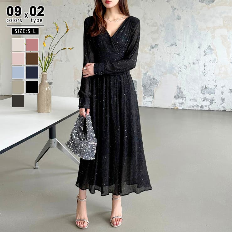 ブラック | 【新色登場！】 ラメシアードレス ラメドレス | COCOMOMO