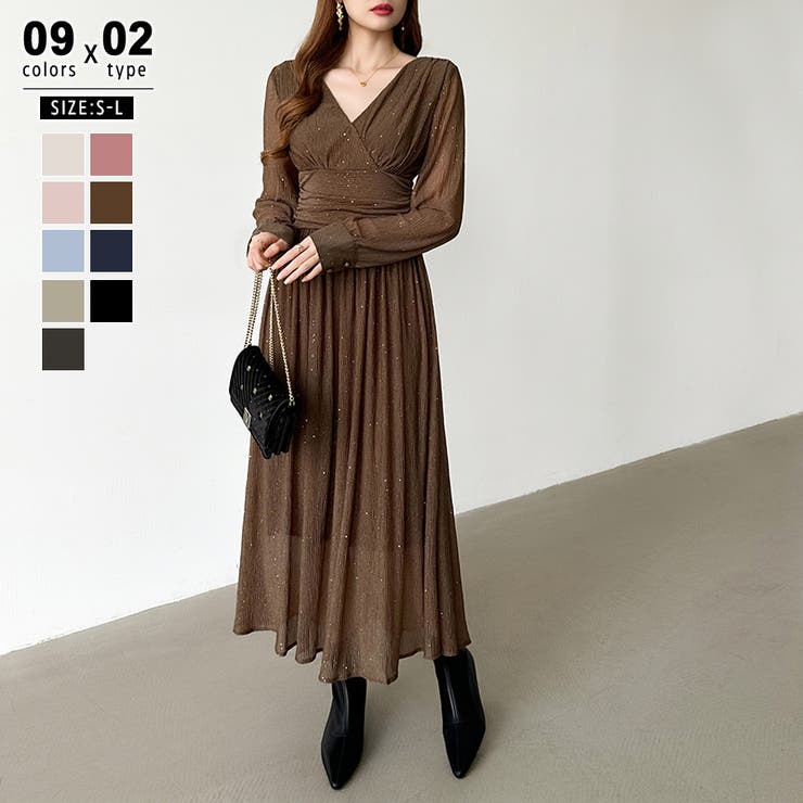 ブラウン | 【新色登場！】 ラメシアードレス ラメドレス | COCOMOMO
