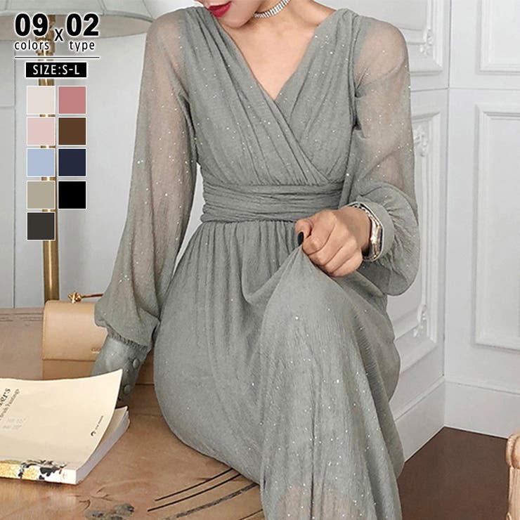 グレー | 【新色登場！】 ラメシアードレス ラメドレス | COCOMOMO