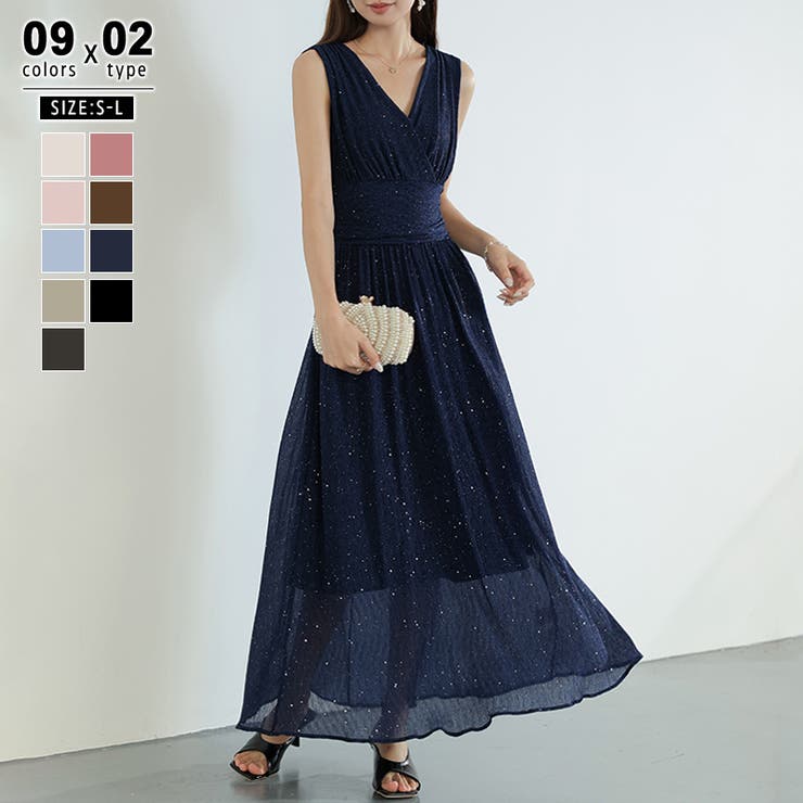 Bネイビー | 【新色登場！】 ラメシアードレス ラメドレス | COCOMOMO