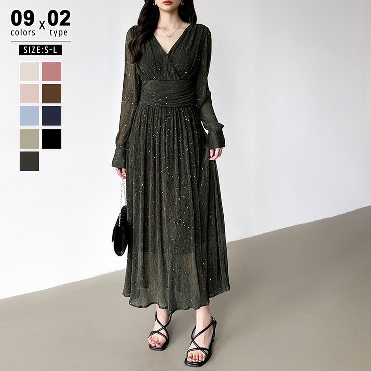 カーキ | 【新色登場！】 ラメシアードレス ラメドレス | COCOMOMO