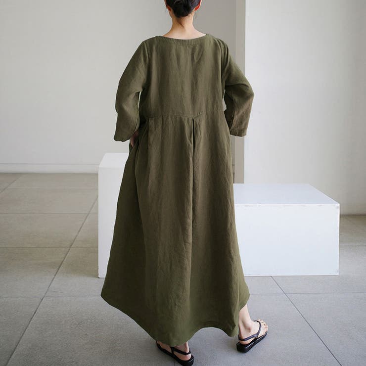 ロングワンピース 綿100 ナチュラルフレアワンピース[品番