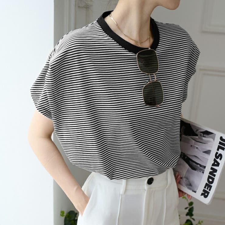 tシャツ レディース タックボーダーtシャツ | COCOMOMO | 詳細画像16 