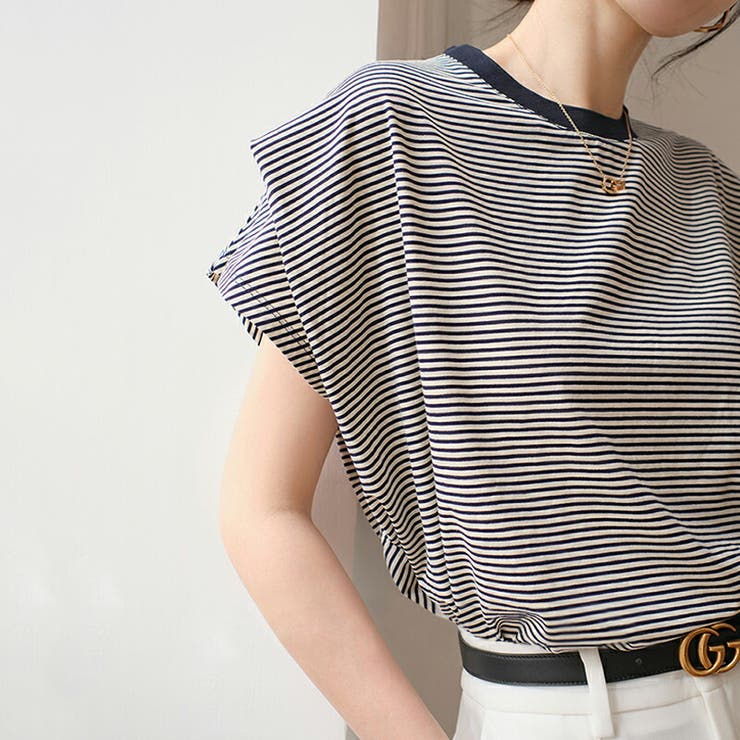 tシャツ レディース タックボーダーtシャツ | COCOMOMO | 詳細画像3 