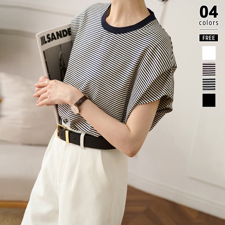 ネイビー・ボーダー | tシャツ レディース タックボーダーtシャツ | COCOMOMO