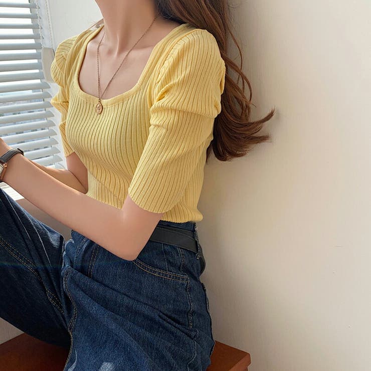 パワショル サマーニット スクエアネック | COCOMOMO | 詳細画像11 