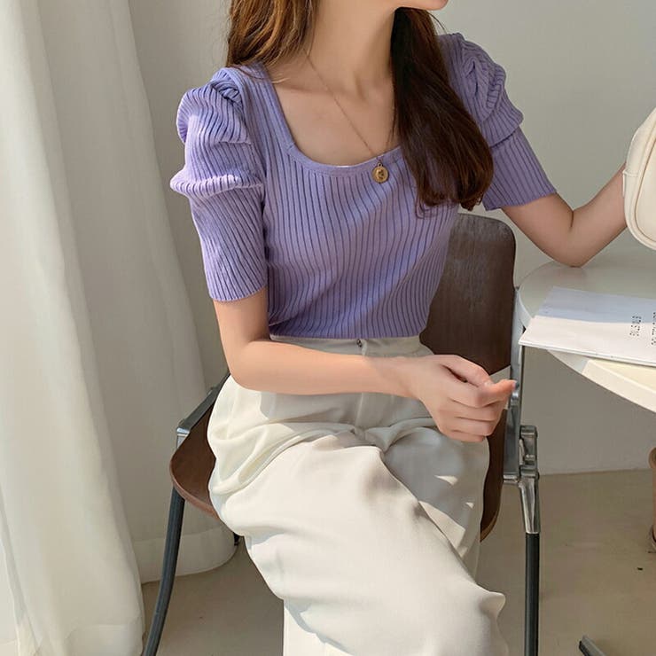 パワショル サマーニット スクエアネック | COCOMOMO | 詳細画像3 