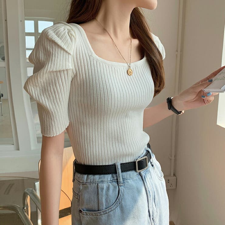 パワショル サマーニット スクエアネック | COCOMOMO | 詳細画像5 