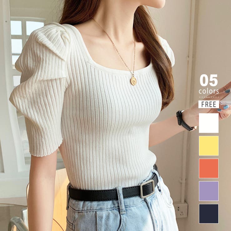 パワショル サマーニット スクエアネック | COCOMOMO | 詳細画像1 