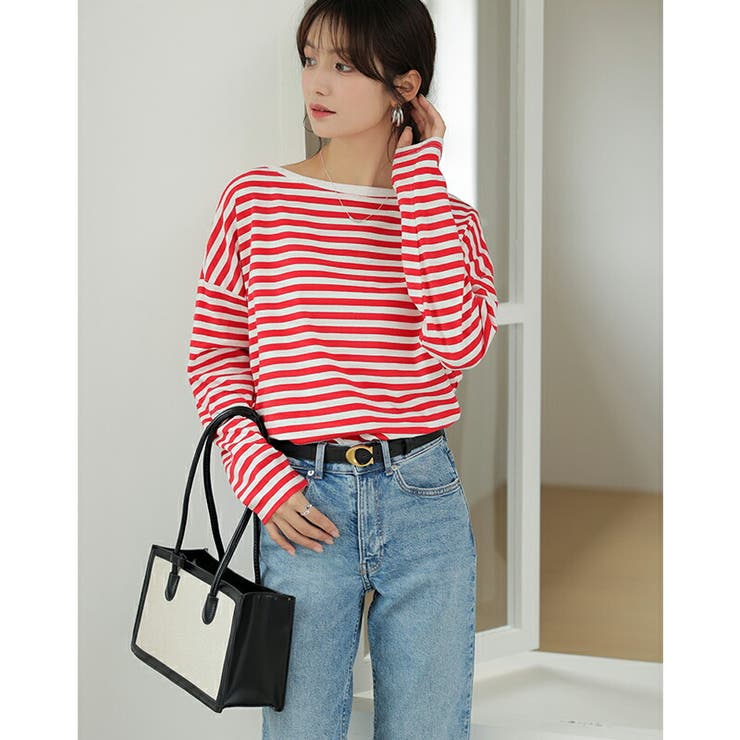 ボーダー カットソー ラウンドヘムtシャツ | COCOMOMO | 詳細画像11 