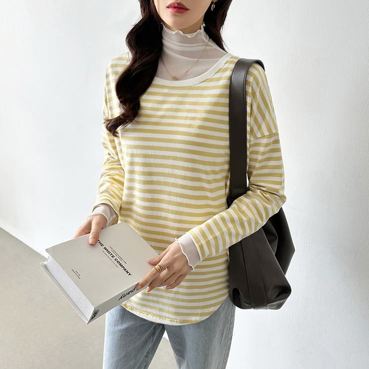 ボーダー カットソー ラウンドヘムtシャツ | COCOMOMO | 詳細画像13 