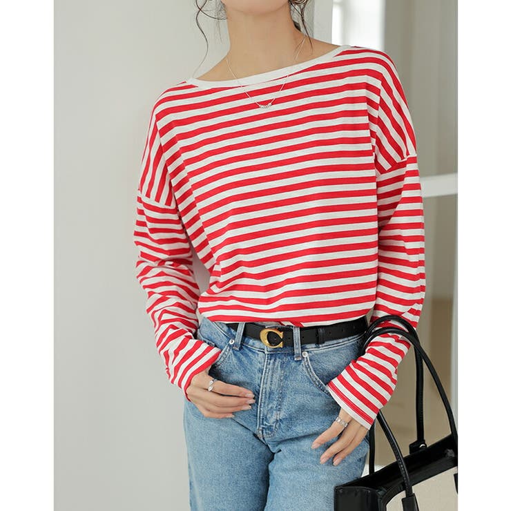 ボーダー カットソー ラウンドヘムtシャツ | COCOMOMO | 詳細画像8 