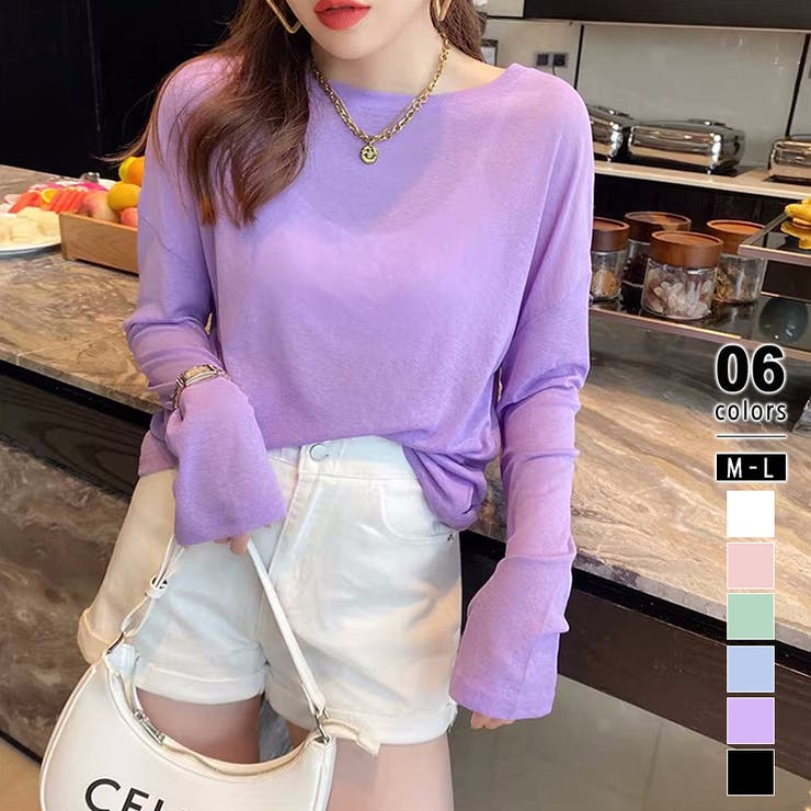 パープル | ロンt uvカット シアートップス | COCOMOMO