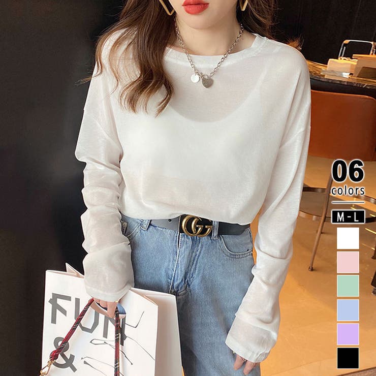 ホワイト | ロンt uvカット シアートップス | COCOMOMO