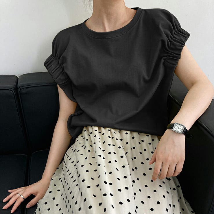 tシャツ コットン100％ ギャザーカットソー | COCOMOMO | 詳細画像10 