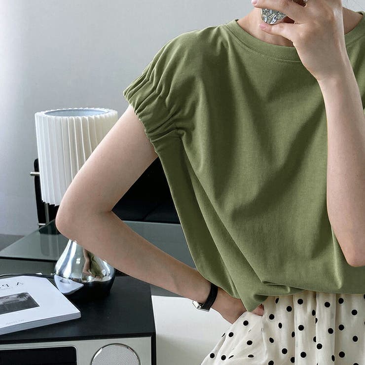 tシャツ コットン100％ ギャザーカットソー | COCOMOMO | 詳細画像14 