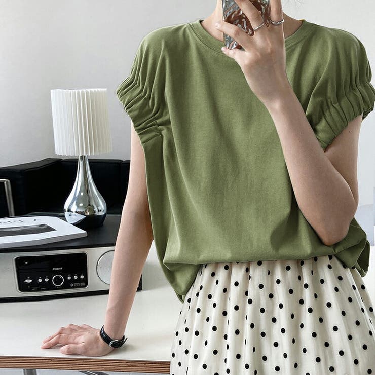 tシャツ コットン100％ ギャザーカットソー | COCOMOMO | 詳細画像15 