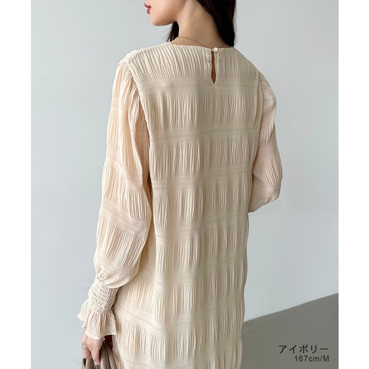 シャーリング ワンピース シフォンワンピース[品番：COCW0005356