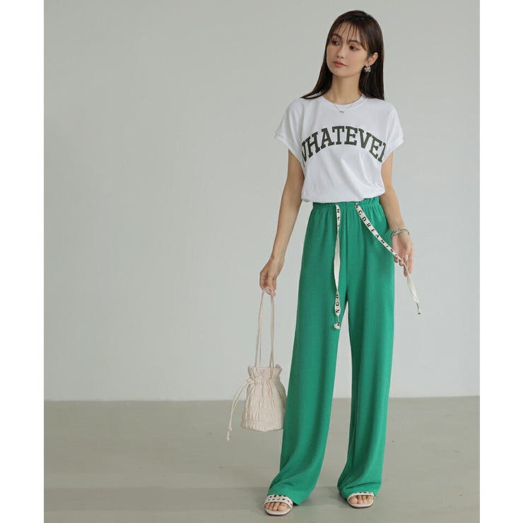 ワイドパンツ エンボス加工 ストレートパンツ | COCOMOMO | 詳細画像10 