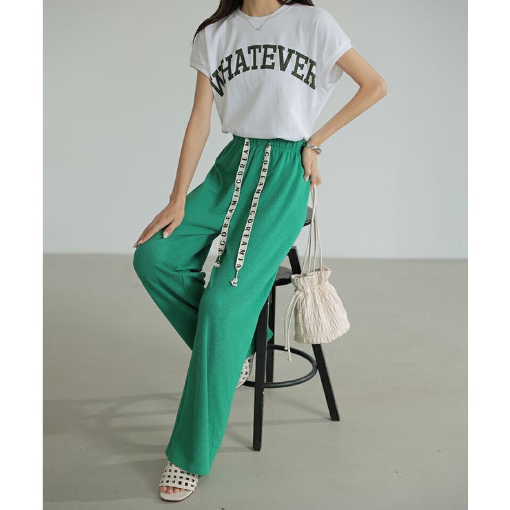 ワイドパンツ エンボス加工 ストレートパンツ | COCOMOMO | 詳細画像12 