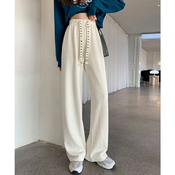 ワイドパンツ エンボス加工 ストレートパンツ | COCOMOMO | 詳細画像14 