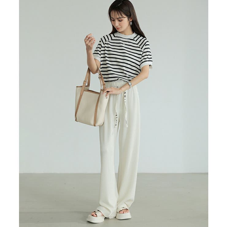 ワイドパンツ エンボス加工 ストレートパンツ | COCOMOMO | 詳細画像15 